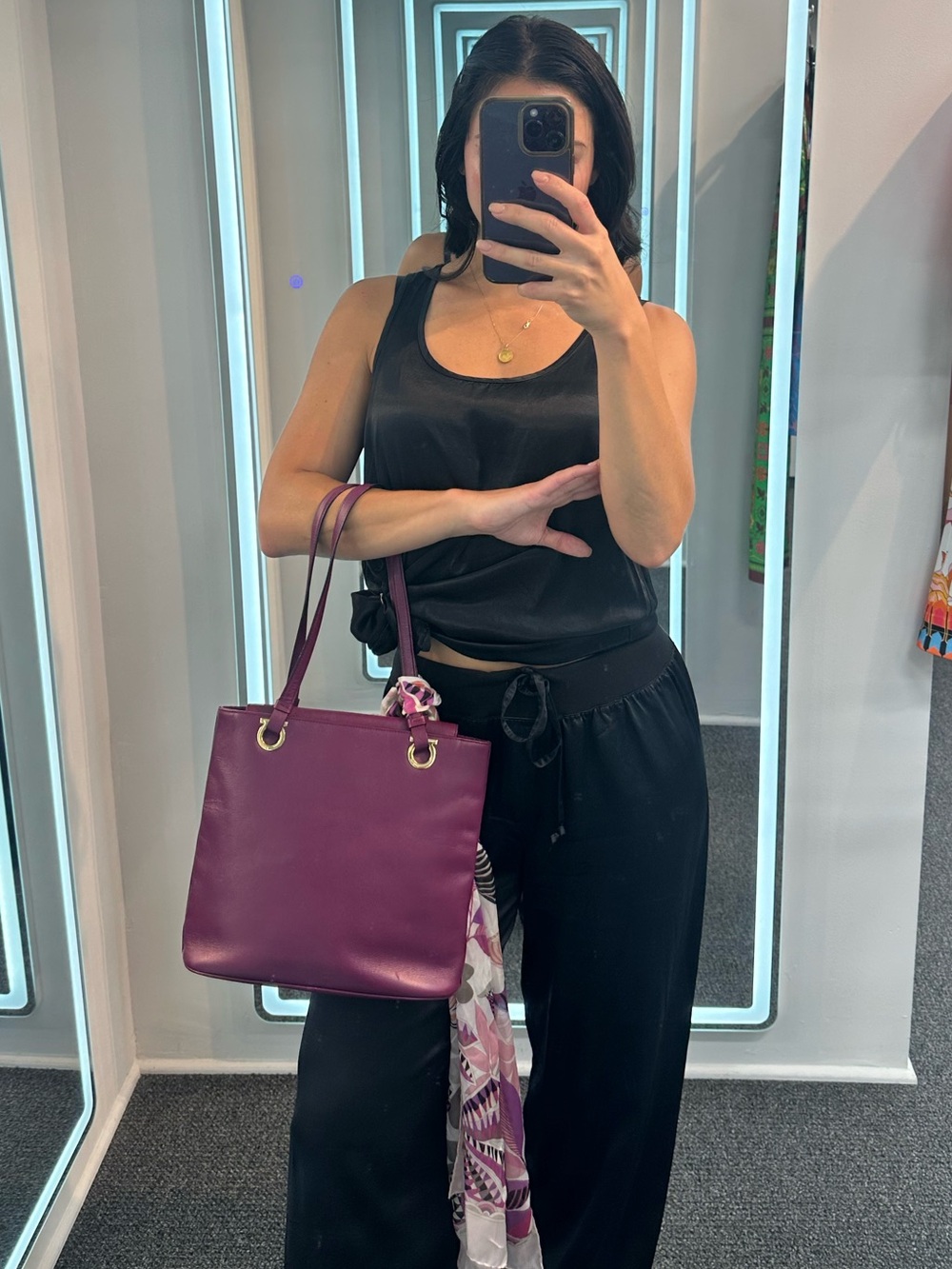 Salvatore Ferragamo Tote plum leather gold-tone hardware